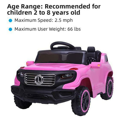6V Battery-Powered Ride-On Car with Music, Lights, Remote Control, and Safety Features for Kids