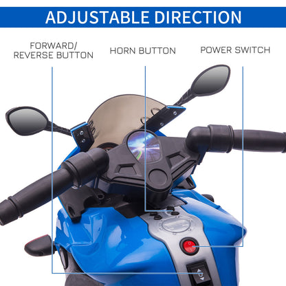 6V Battery Powered Ride-On Motorcycle for Kids with Training Wheels and Headlight