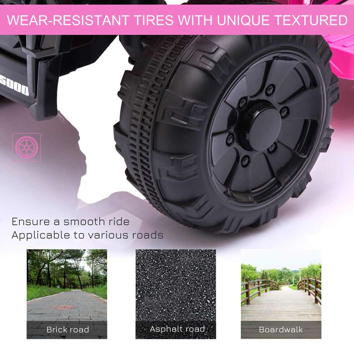 6V Battery Powered Ride On Quad ATV Toy with LED Headlights for Kids