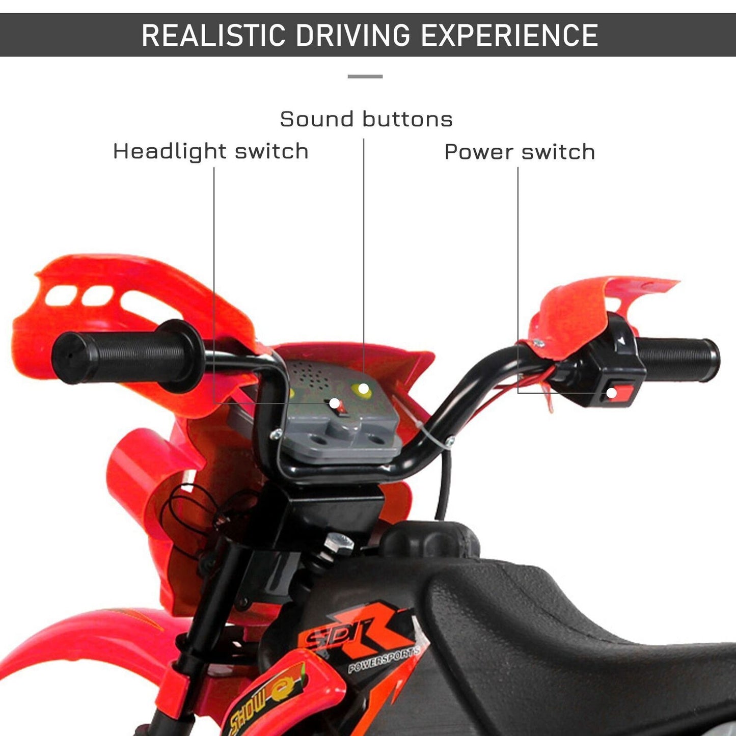 6V Electric Dirt Bike Battery Motorcycle Toy for Kids with Training Wheels