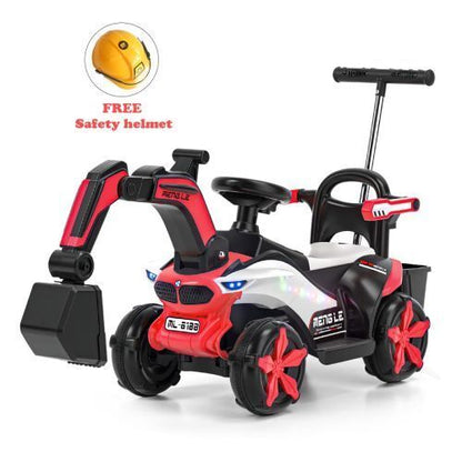 6v Electric Excavator Toy Car with Bluetooth and Rear Reserve Box for Kids