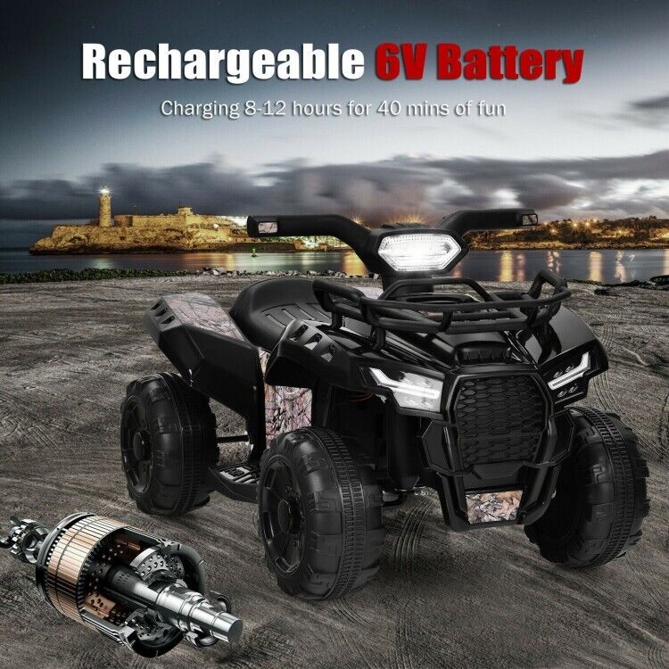 6V Electric Kids ATV Quad Ride On Car with LED Lights, MP3 Player, and Realistic Design - Perfect Gift for Toddlers