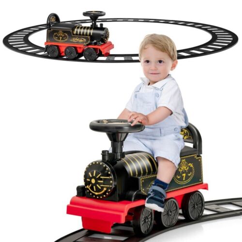 6V Electric Kids Ride On Train with Track & 6 Wheels - Black