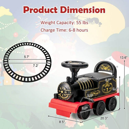 6V Electric Kids Ride On Train with Track & 6 Wheels - Black