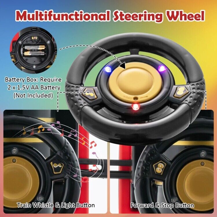 6V Electric Kids Ride On Train with Track & 6 Wheels - Black