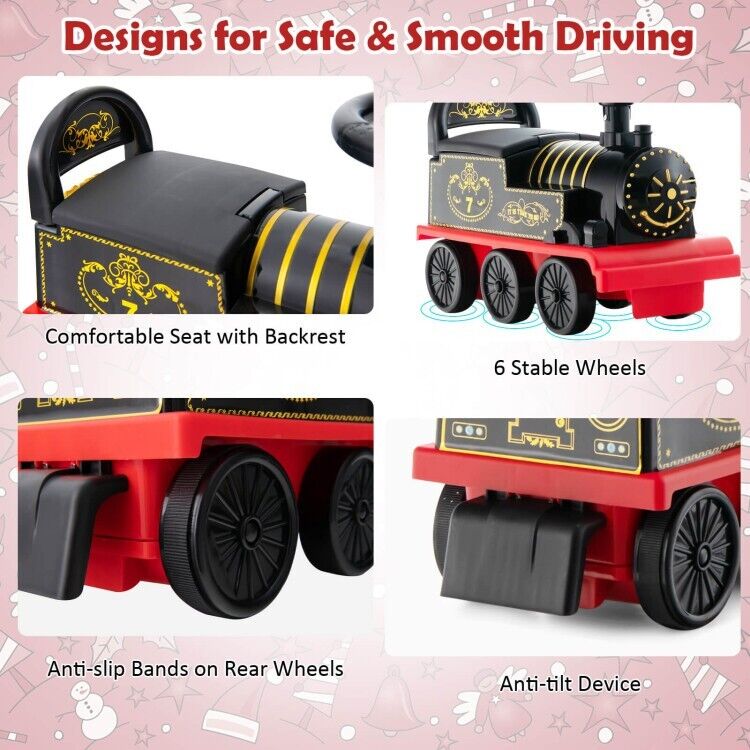 6V Electric Kids Ride On Train with Track & 6 Wheels - Black