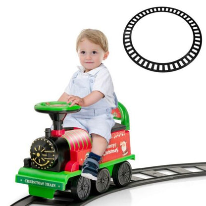 6V Electric Kids Ride On Train with Track & 6 Wheels in Green Color