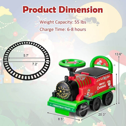 6V Electric Kids Ride On Train with Track & 6 Wheels in Green Color