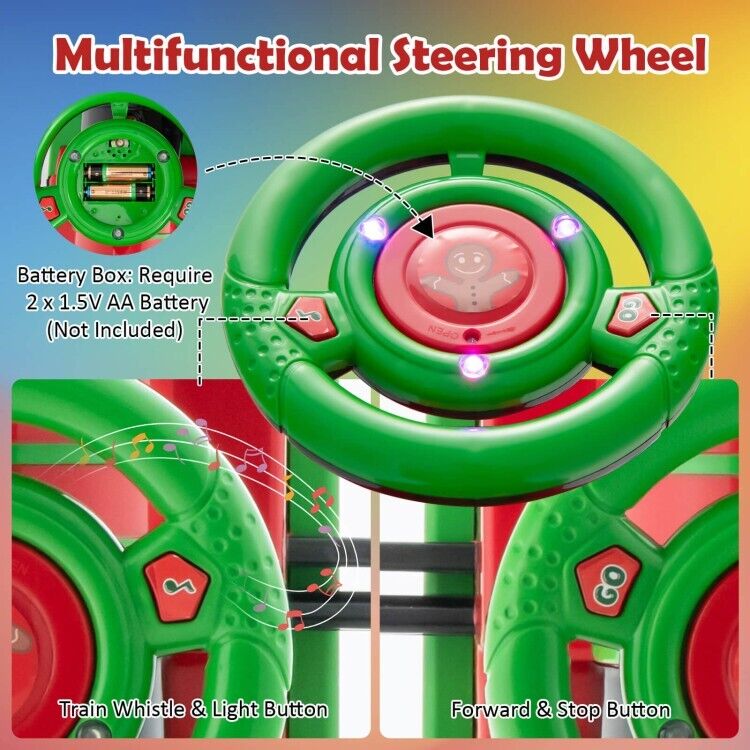 6V Electric Kids Ride On Train with Track & 6 Wheels in Green Color