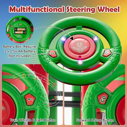 6V Electric Kids Ride On Train with Track & 6 Wheels in Green Color