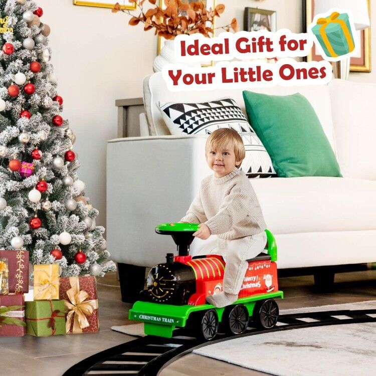 6V Electric Kids Ride On Train with Track & 6 Wheels in Green Color