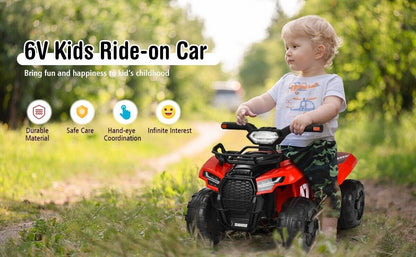 6V Kids ATV Quad Electric Ride On Car with LED Light & MP3 Player - Perfect Gift for Toddlers