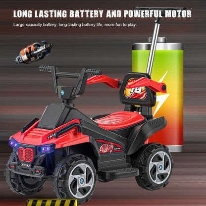 6V Kids Electric ATV 4-Wheeler Car Toy with LED Headlights and Bluetooth Connectivity