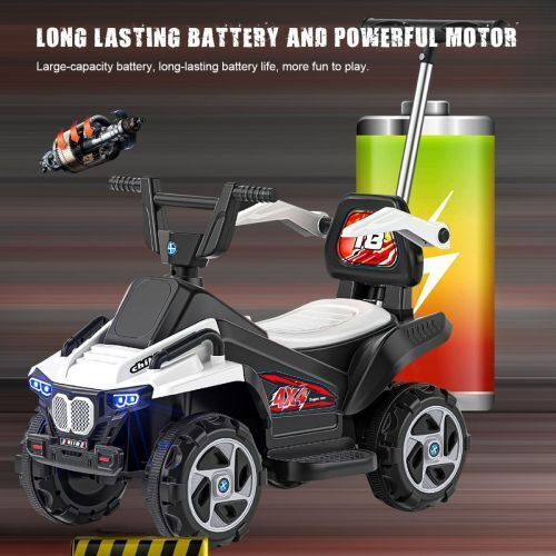 6V Kids Electric ATV 4-Wheeler Car Toy with LED Headlights and Bluetooth Connectivity