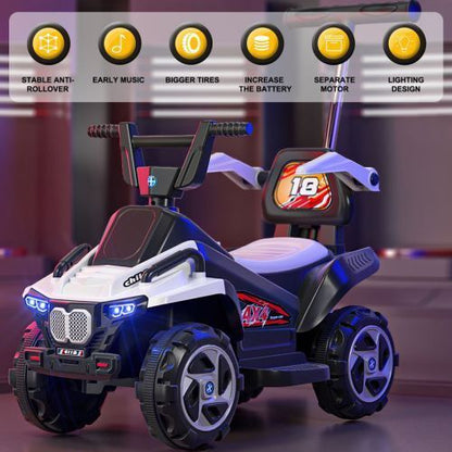 6V Kids Electric ATV 4-Wheeler Car Toy with LED Headlights and Bluetooth Connectivity