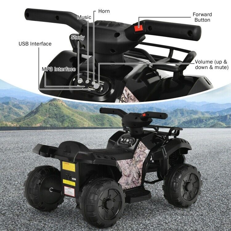 6V Kids Electric ATV Quad with LED Light and MP3 Player