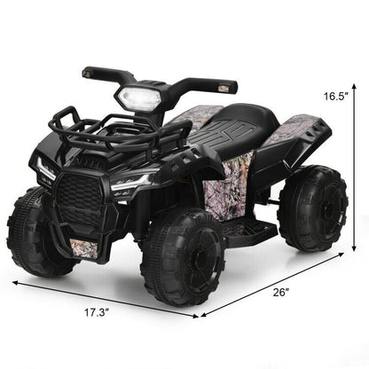 6V Kids Electric Ride On Quad Car with LED Lights and MP3 Player - Black