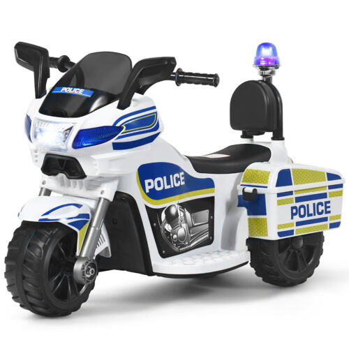 6V Kids Police Motorcycle Trike with Flashing Siren & Headlight - 3-Wheel Fun for Little Officers!