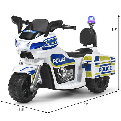 6V Kids Police Motorcycle Trike with Flashing Siren & Headlight - 3-Wheel Fun for Little Officers!