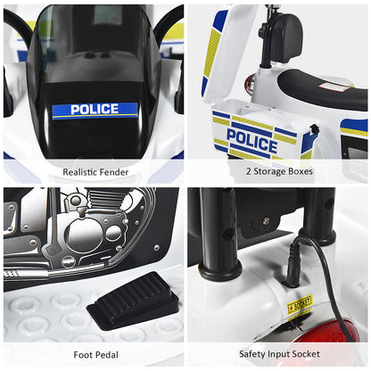 6V Kids Police Motorcycle Trike with Flashing Siren & Headlight - 3-Wheel Fun for Little Officers!