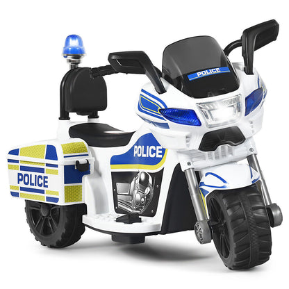 6V Kids Police Motorcycle Trike with Flashing Siren & Headlight - 3-Wheel Fun for Little Officers!