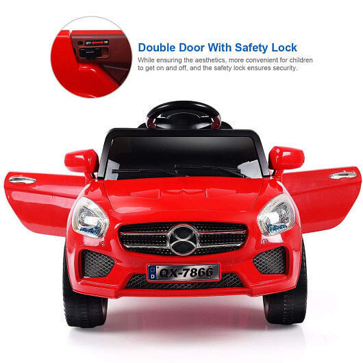 6V Kids Remote Control Ride-On Car with LED Lights - Red