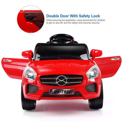 6V Kids Remote Control Ride-On Car with LED Lights - Red
