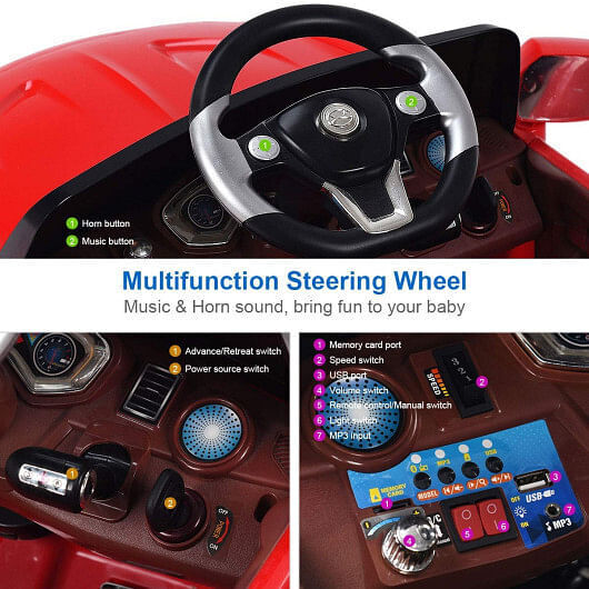 6V Kids Remote Control Ride-On Car with LED Lights - Red