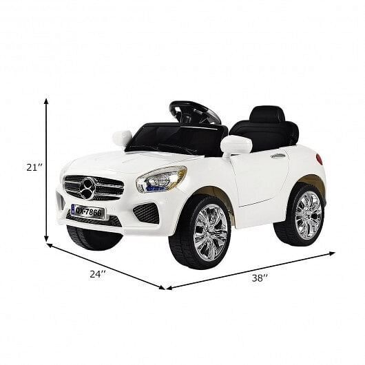 6V Kids Remote Control Ride-On Car with LED Lights - White