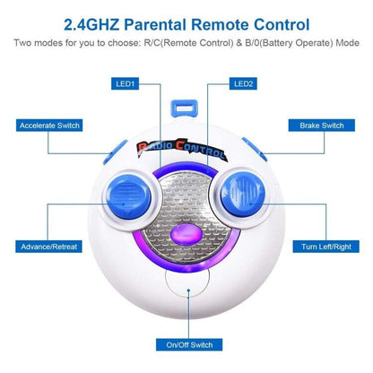 6V Kids Ride On Car with RC Remote Control, LED Lights, and MP3 Player - Red