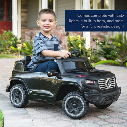 6V Ride-On Truck for Kids with Parent Remote Control, 3 Speeds, and LED Lights in Black