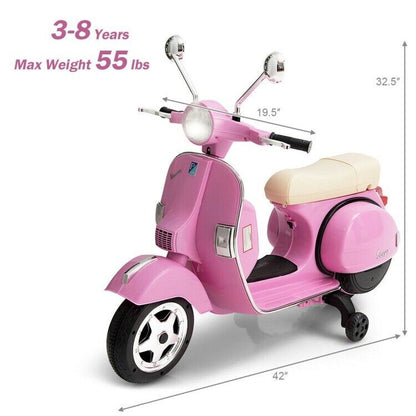 6V Vespa Scooter Motorcycle for Kids with Training Wheels and Headlight
