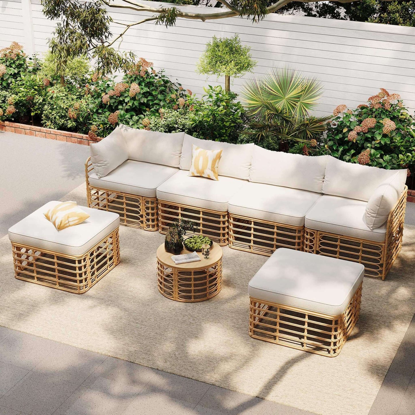 Alora 7-Piece Outdoor All-Weather Rattan Patio Sofa Set With Cushions (SAK47230)