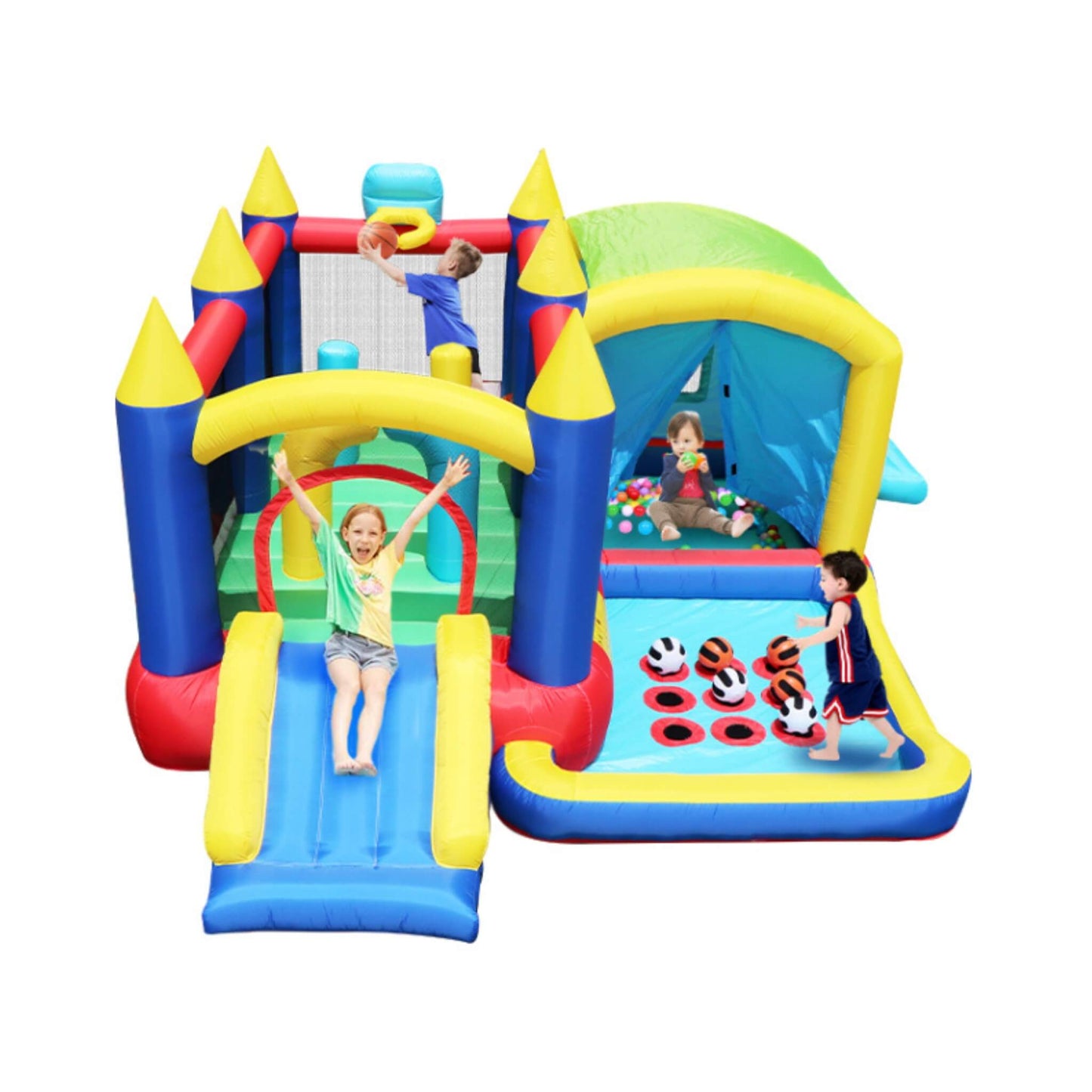 7-In-1 Inflatable Bounce House With Ball Pit, Obstacles And Bouncy Castle (SAK50823)