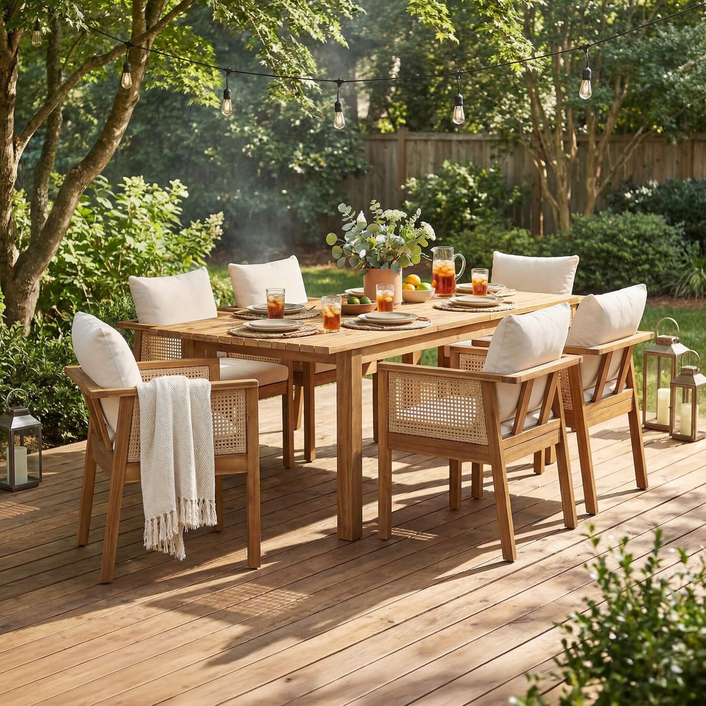 Alora 7-Piece Acacia Wood Outdoor Dining Set With Cushions And Table (SAK14657)