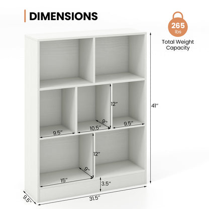 7-Section Freestanding Bookshelf for Kids Room Classroom Daycare Nursery-White