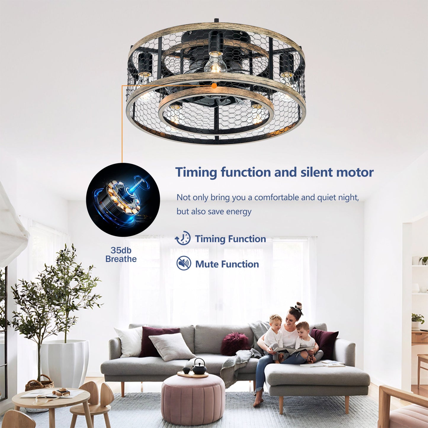 20'' Cage Ceiling Fan With Remote Control