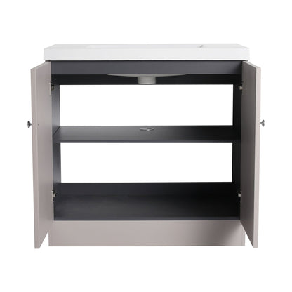 Contemporary Freestanding Bathroom Vanity With Resin Sink & Soft-Close Cabinet Doors