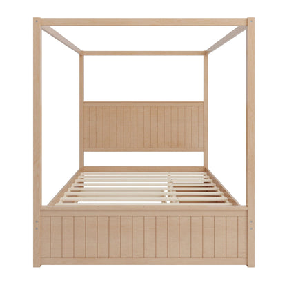 Canopy Platform Bed With Trundle And 3 Storage Drawers