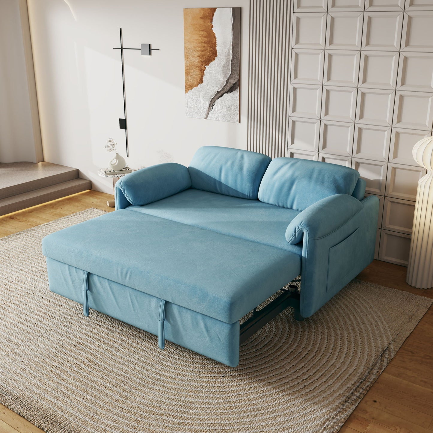 Sofa, Dual Purpose Lounge With Retractable Queen Size Bed