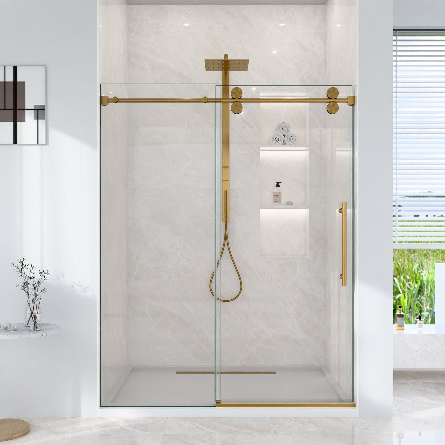 56"-60"W x 72"H Frameless Single Sliding Shower Door