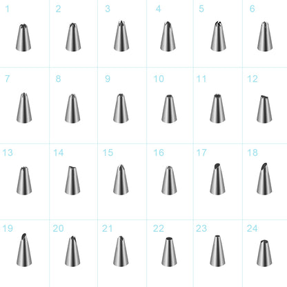 24Pcs Cake Decorating Supplies kit Stainless Steel DIY Baking Supplies Icing Tips with Pastry Bags & Disposable Coupler & Storage Case