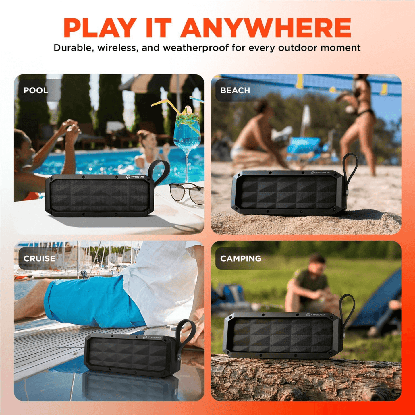 HyperGear Beast XL Water-Resistant Wireless Speaker