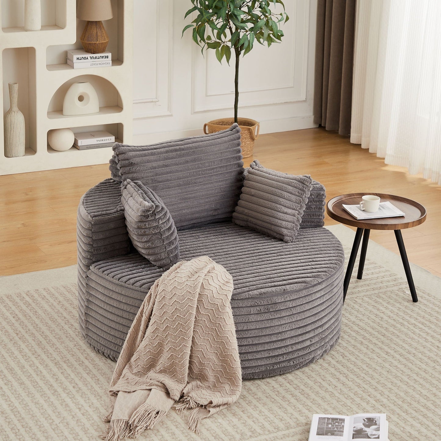 Modern Single Sofa With Backrest Pillow For Living Room