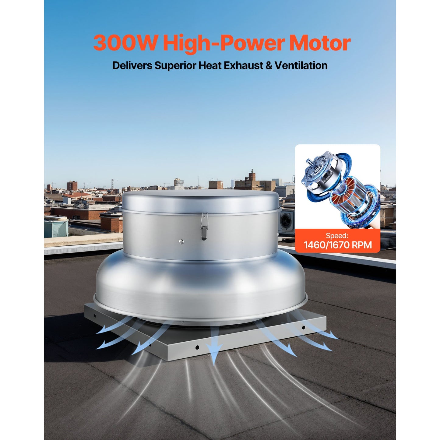 Roof Exhaust Fan with High-Power Motor and Adjustable Airflow