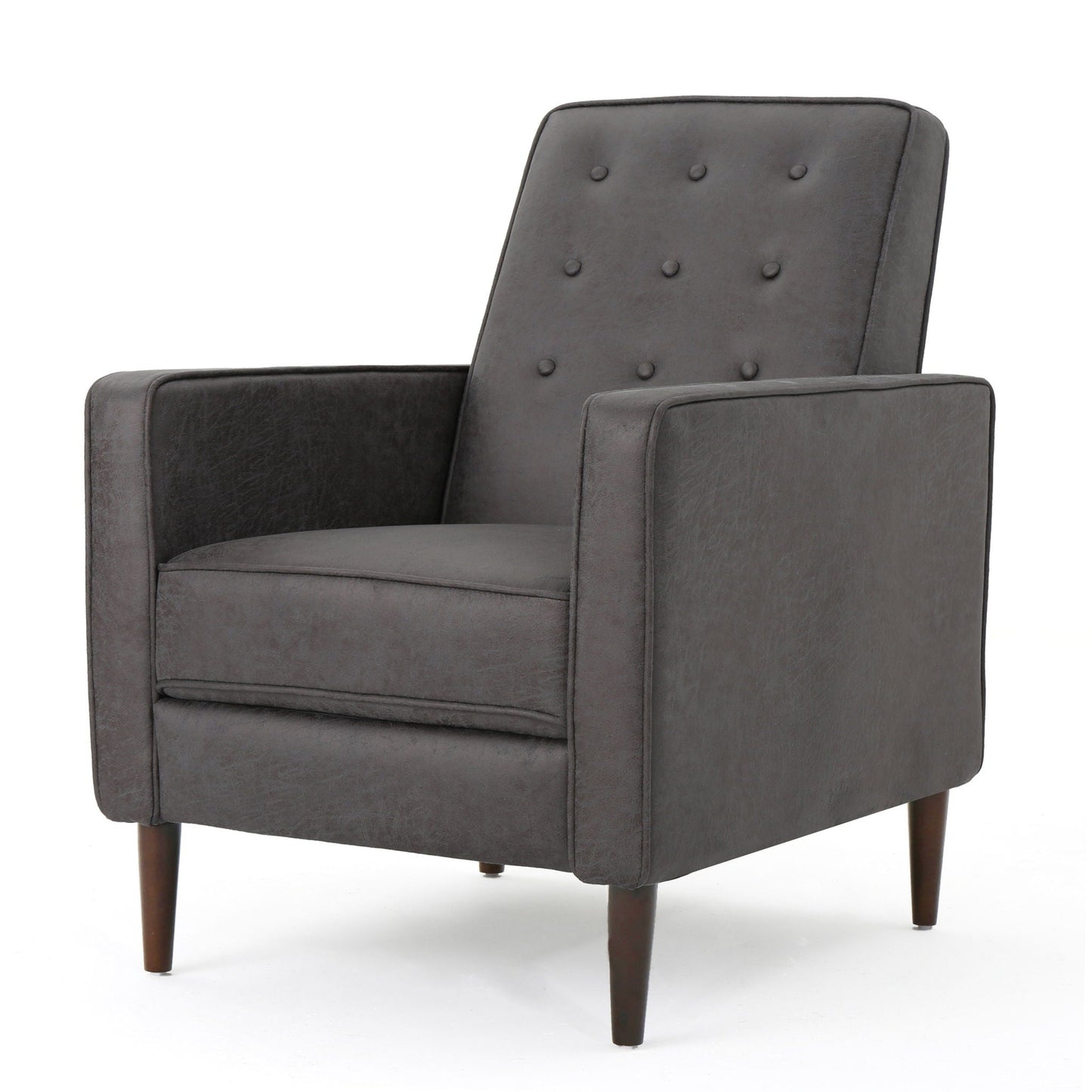 Macedonia - Mid Century Modern Button Tufted Fabric Recliner - Slate