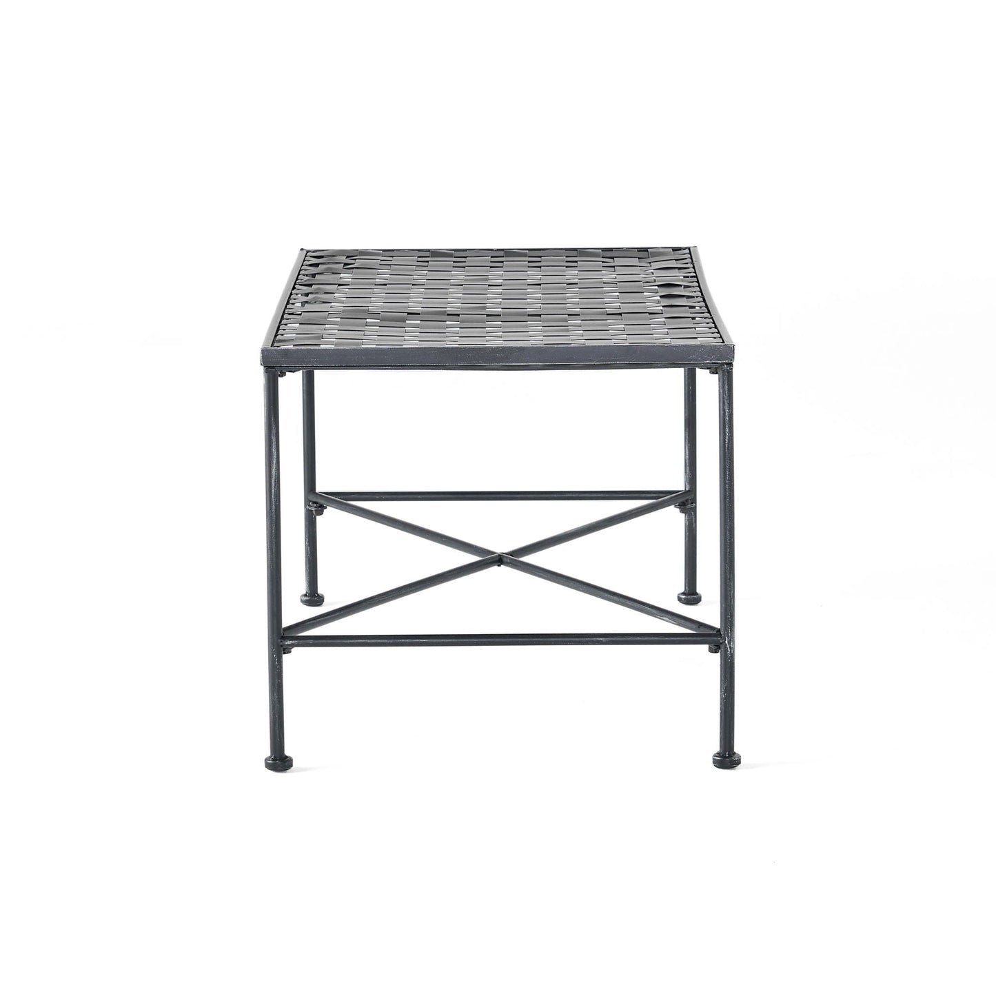 Luna Outdoor Iron Coffee Table - Black Brush Silver