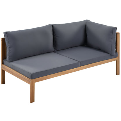Wood Structure Outdoor Sofa Set with Gray Cushions