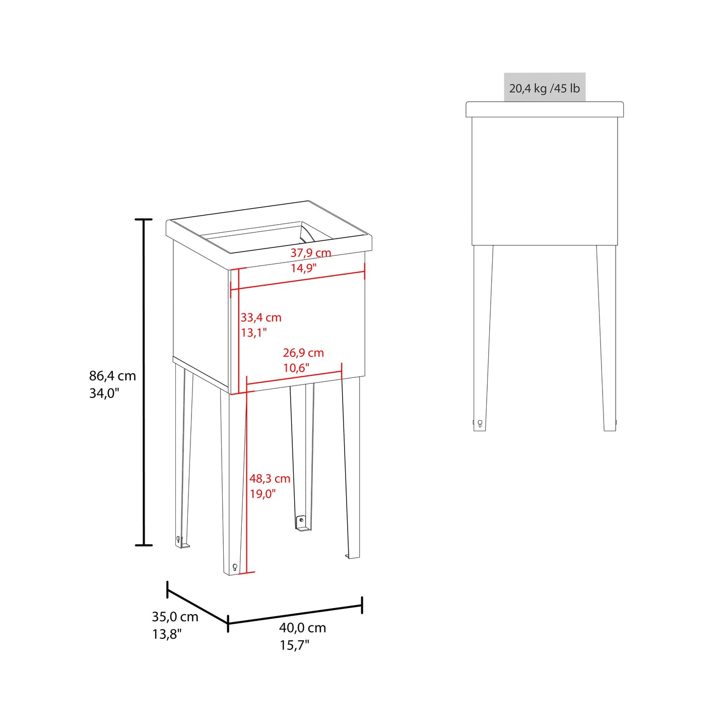 Bari Freestanding Plastic Laundry Utility Sink with Storage Cabinet