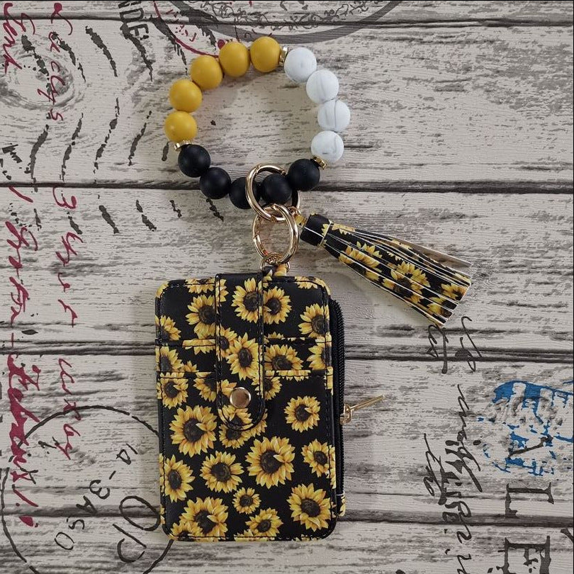 Silicone Bead Bracelet Leather Wallet
